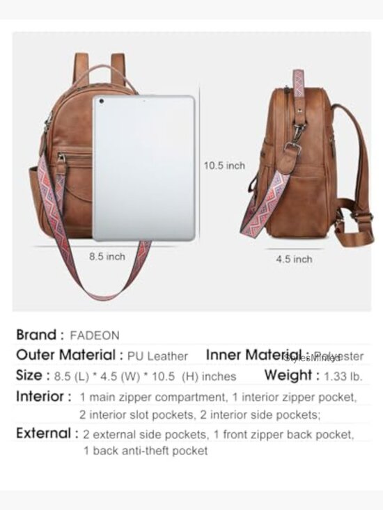 Mini Backpack Purse for Women Waterproof Leather Travel Daypack